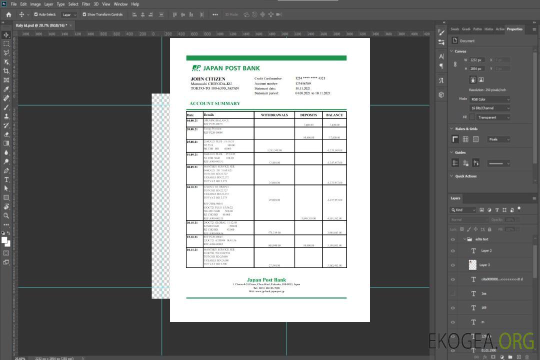 Modèle de relevé bancaire Japan Post facile à remplir au format Excel et PDF template